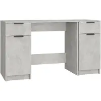 vidaXL Bureau met bijzetkast, betonkleur, houtvezel