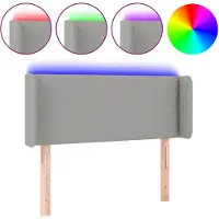 vidaXL Hoofdbord LED 93x16x78/88 cm stof lichtgrijs