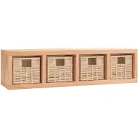 vidaXL Wandschap met manden 62x18x16 cm massief walnotenhout