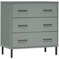 vidaXL Dressoir met 3 lades OSLO 77x40x79,5 cm massief hout grijs