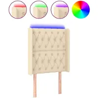 vidaXL Hoofdbord LED 83x16x118/128 cm stof crèmekleurig