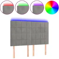vidaXL Hoofdbord LED 144x5x118/128 cm fluweel lichtgrijs