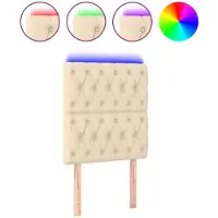 vidaXL Hoofdbord LED 80x7x118/128 cm stof crèmekleurig