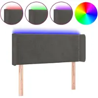 vidaXL Hoofdbord LED 103x16x78/88 cm fluweel donkergrijs