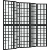vidaXL Kamerscherm inklapbaar 5 panelen Japanse stijl 200x170 cm zwart