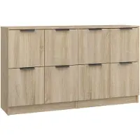 vidaXL Dressoirs 2 st 60x30x70 cm bewerkt hout sonoma eikenkleurig