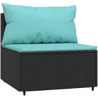vidaXL Tuinmiddenbank met kussens poly rattan zwart