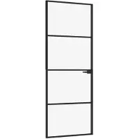 vidaXL Binnendeur 76x201,5 cm gehard glas en aluminium smal zwart