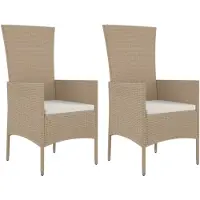 vidaXL Tuinstoelen 2 st met kussens poly rattan beige