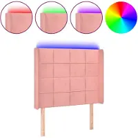 vidaXL Hoofdbord LED 103x16x118/128 cm fluweel roze