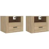 vidaXL Nachtkastjes 2 st wandgemonteerd 50x36x40 cm sonoma eikenkleur