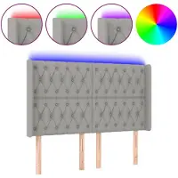vidaXL Hoofdbord LED 147x16x118/128 cm stof lichtgrijs