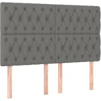 vidaXL Hoofdbord donkergrijs 160x7x118/128 cm Stof