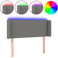 vidaXL Hoofdbord LED 103x16x78/88 cm stof donkergrijs