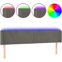 vidaXL Hoofdbord LED 183x16x78/88 cm fluweel donkergrijs