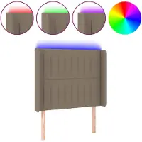vidaXL Hoofdbord LED 93x16x118/128 cm stof taupe