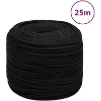 vidaXL Werktouw 10 mm 25 m polyester zwart