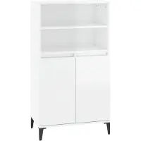 vidaXL Hoge kast 60x36x110 cm bewerkt hout hoogglans wit
