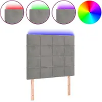 vidaXL Hoofdbord LED 100x5x118/128 cm fluweel lichtgrijs