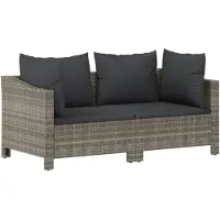 vidaXL 2-delige tuinloungeset met kussens grijs poly rattan