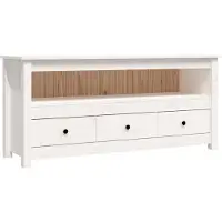 vidaXL Tv-meubel 114x35x52 cm massief grenenhout wit