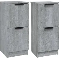 vidaXL Dressoirs 2 st 30x30x70 cm bewerkt hout grijs sonoma eikenkleur