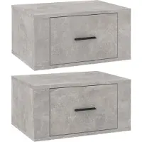 vidaXL Nachtkastjes 2 st wandgemonteerd 50x36x25 cm betongrijs
