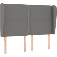 vidaXL Hoofdbord met randen 147x23x118/128 cm stof donkergrijs