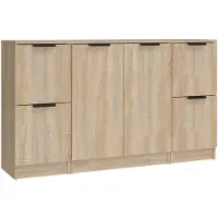 vidaXL Dressoirs, 3 stuks, Sonoma-eikenfineer, houtvezel