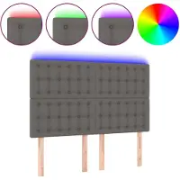 vidaXL Hoofdbord LED 144x5x118/128 cm kunstleer grijs