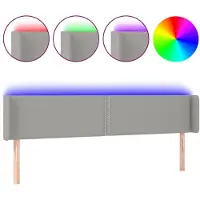 vidaXL Hoofdbord LED 203x16x78/88 cm stof lichtgrijs