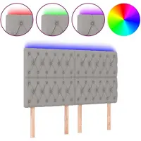 vidaXL Hoofdbord LED 144x7x118/128 cm stof lichtgrijs