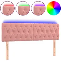 vidaXL Hoofdbord LED 160x7x78/88 cm fluweel roze