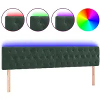 vidaXL Hoofdbord LED 200x7x78/88 cm fluweel donkergroen