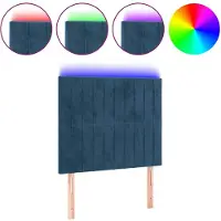 vidaXL Hoofdbord LED 80x5x118/128 cm fluweel donkerblauw