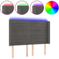 vidaXL Hoofdbord LED 147x16x118/128 cm fluweel donkergrijs