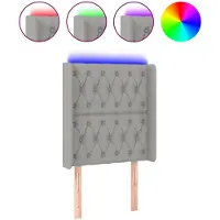 vidaXL Hoofdbord LED 83x16x118/128 cm stof lichtgrijs