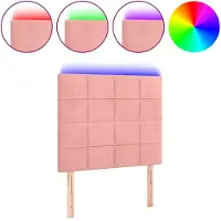 vidaXL Hoofdbord LED 100x5x118/128 cm fluweel roze