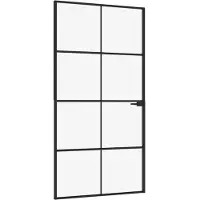 vidaXL Binnendeur 102x201,5 cm gehard glas en aluminium smal zwart