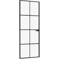 vidaXL Binnendeur 76x201,5 cm gehard glas en aluminium smal zwart