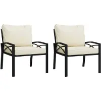 vidaXL Tuinstoelen met zandkleurige kussens 2 st 68x76x79 cm staal