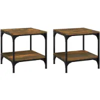 vidaXL Bijzettafels 2 st 40x40x40 cm bewerkt hout gerookt eiken