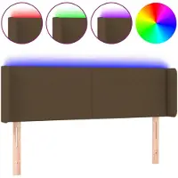 vidaXL Hoofdbord LED 147x16x78/88 cm stof donkerbruin