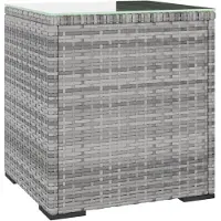 vidaXL Bijzettafel 40x37x40,5 cm poly rattan en gehard glas grijs