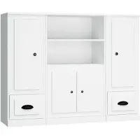 vidaXL Hoge kasten 3 st bewerkt hout wit