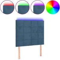 vidaXL Hoofdbord LED 100x5x118/128 cm fluweel donkerblauw