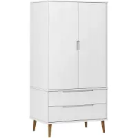vidaXL Garderobekast MOLDE, wit, 90x55x175 cm, massief grenenhout