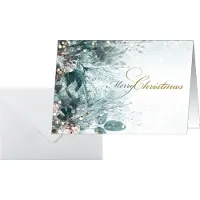 Sigel Kerstmotief kaart "Eucalyptus magic", A6 (A5), 250g/m², 25 stuks, wit karton, inkjet &amp; laser printer