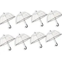 Discountershop 8 x Transparante koepelparaplu 85 cm - doorzichtige paraplu - trouwparaplu - bruidsparaplu - stijlvol - plastic - automatisch - trouwen - bruiloft - trendy - fashionable