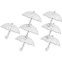 Discountershop 7 stuks Paraplu transparant plastic paraplu's 100 cm - doorzichtige paraplu - trouwparaplu - bruidsparaplu - stijlvol - bruiloft - trouwen - fashionable - trouwparaplu